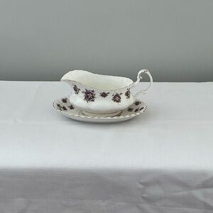 Royal Albert Sweet Violets Gravy Boat with Saucer Made In England